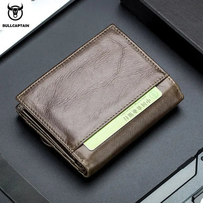 Original BULLCAPTAIN Men’s RFID Blocking Genuine Leather Wallet with 15 Card Slots