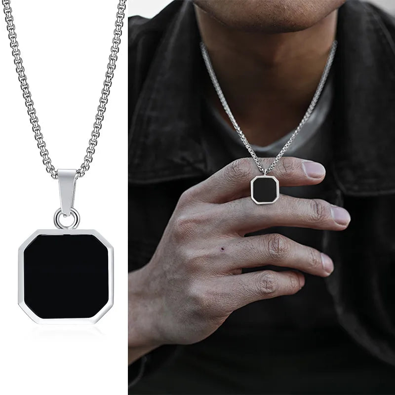 MGS Men's Geometric Square Pendant Necklaces: Casual Vintage Cool - Man Gifts Shop