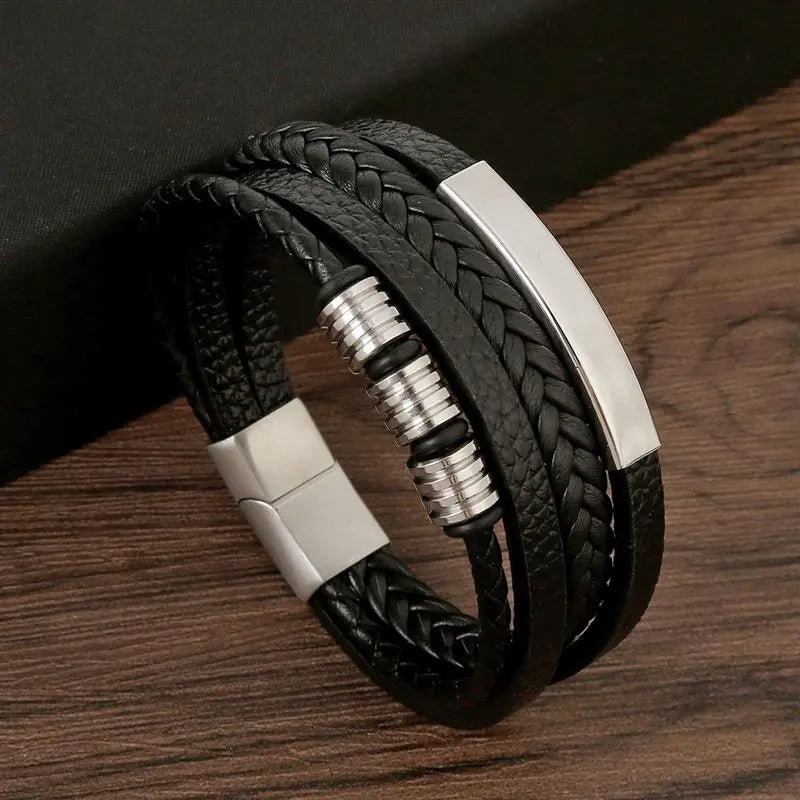 MGS Classic Men's Leather Bracelet New Style Hand-woven Multi-layer Jewelry - Man Gifts Shop