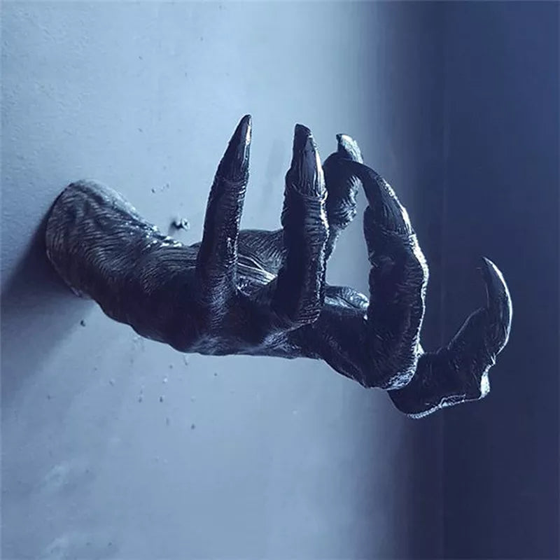 Enchant Your Space: Gothic Witch’s Hand Resin Sculpture with Aesthetic Wall Hooks