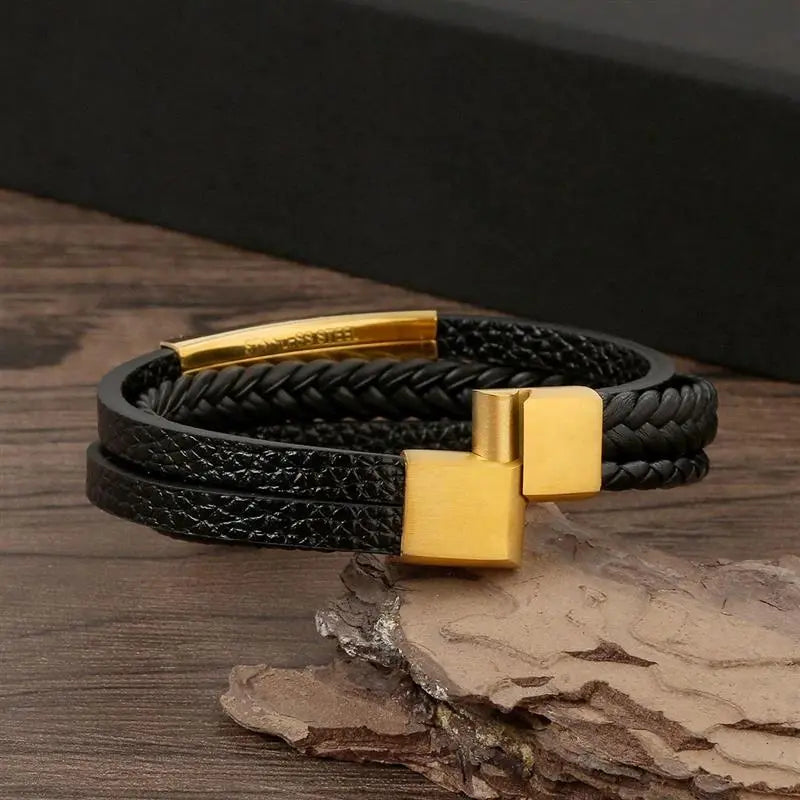 MGS Classic Men's Leather Bracelet New Style Hand-woven Multi-layer Jewelry - Man Gifts Shop