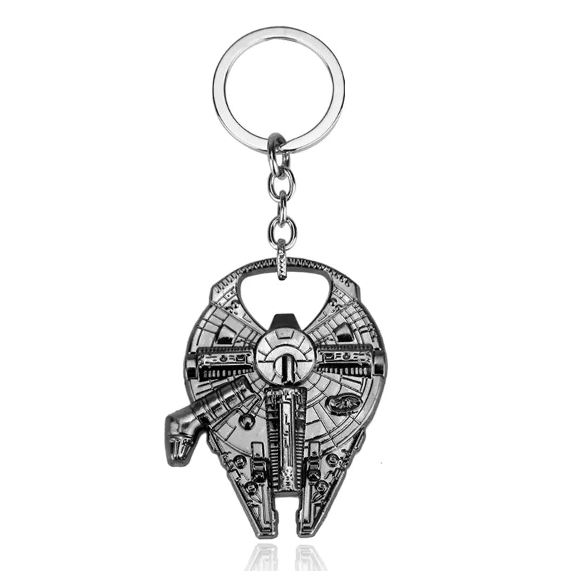 Unlock the Galaxy: Disney Star Wars Spaceship Keychain - Marvel Movie Character Cartoon Animation Pendant with Portable Bottle Opener - Man Gifts Shop