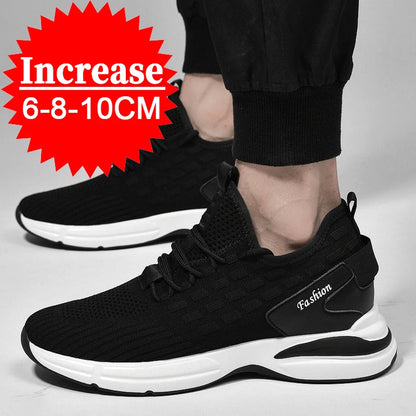 Men's Height Increasing Sneakers – 8cm Elevator Shoes with Breathable Mesh, Casual Sport Style for Taller Look