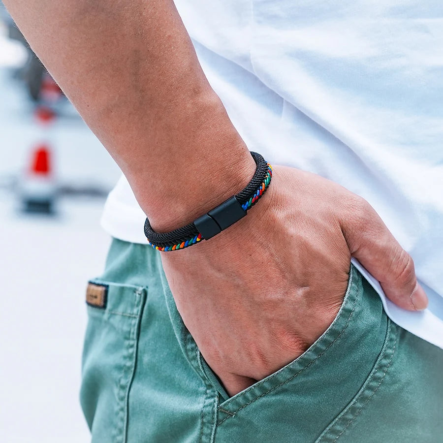 Handmade Rope Bracelet for Man – Dark Blue Woven Gift for Him