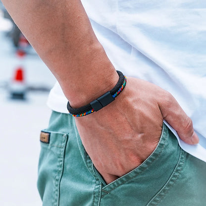 Handmade Rope Bracelet for Man – Dark Blue Woven Gift for Him