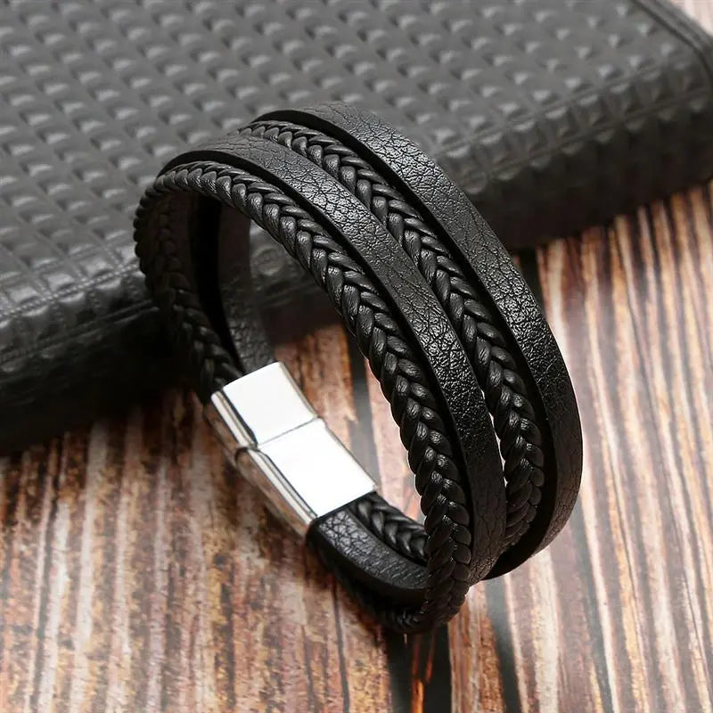 MGS Classic Men's Leather Bracelet New Style Hand-woven Multi-layer Jewelry - Man Gifts Shop