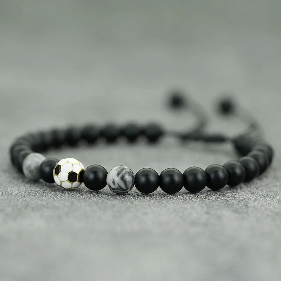 ⚽ Black Onyx Football Bracelet for Men