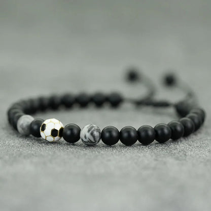 ⚽ Black Onyx Football Bracelet for Men