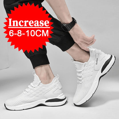 Men's Height Increasing Sneakers – 8cm Elevator Shoes with Breathable Mesh, Casual Sport Style for Taller Look
