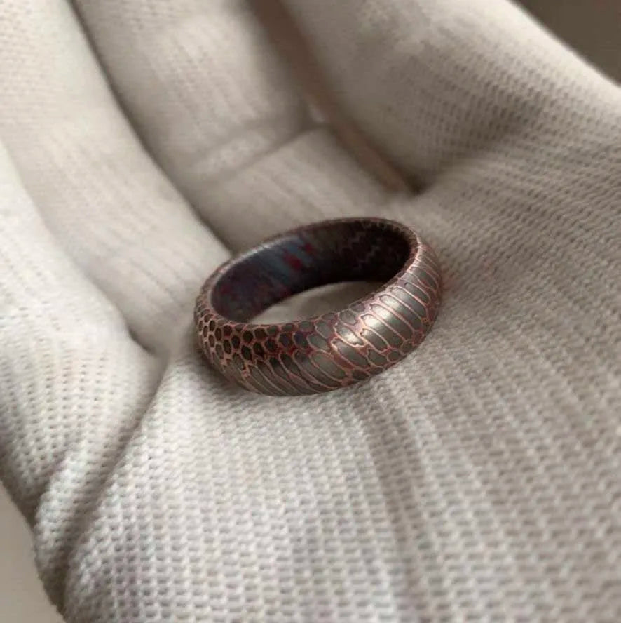 MGS Custom Made Etched Superconductor Snake Skin Men's Ring