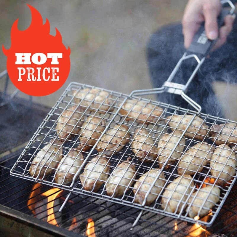 Stainless Steel BBQ Grill Grid Portable Outdoor Grill Basket - Man Gifts Shop