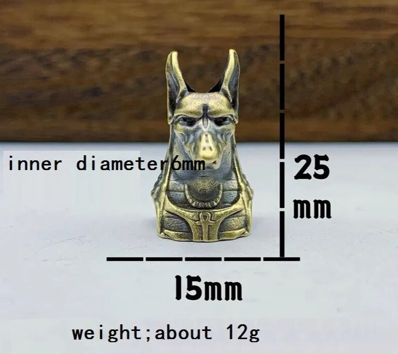 Ancient Egypt Death God Anubis Jackal Head Brass EDC Knife Beads DIY Paracord Woven Lanyard Pendants Jewelry Outdoor Accessories - Man Gifts Shop