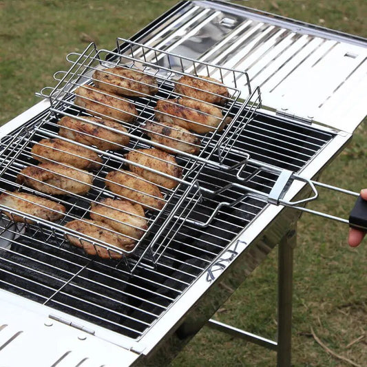 Stainless Steel BBQ Grill Grid Portable Outdoor Grill Basket - Man Gifts Shop