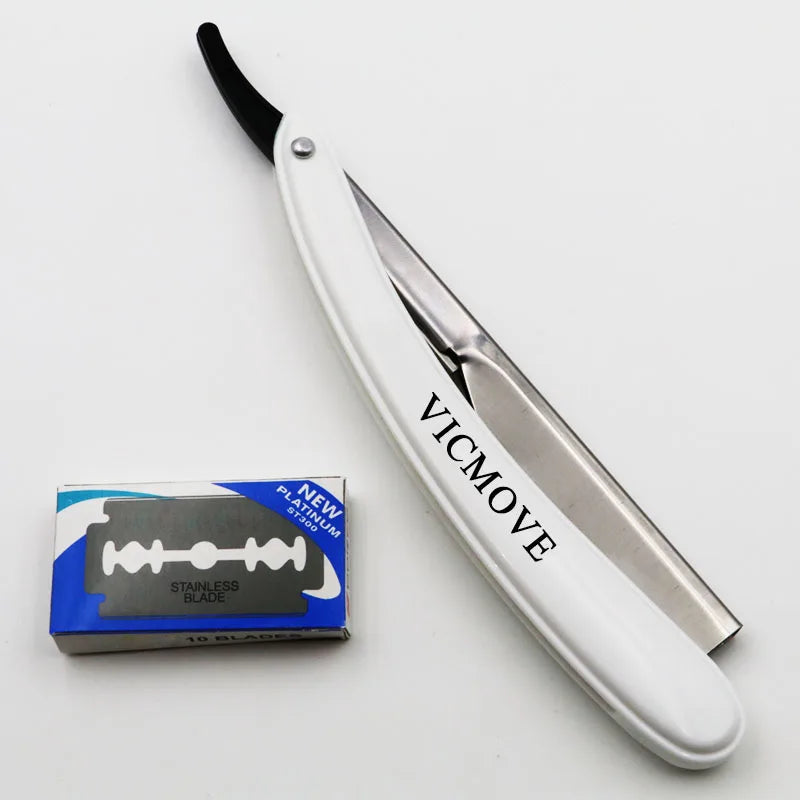 Professional Barber Straight Razor Kit - Folding Shave Knife with 10 Blades