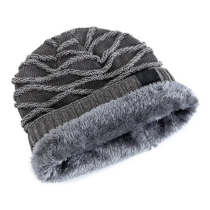 Unisex Fur Lined Slouchy Winter Knit Beanie