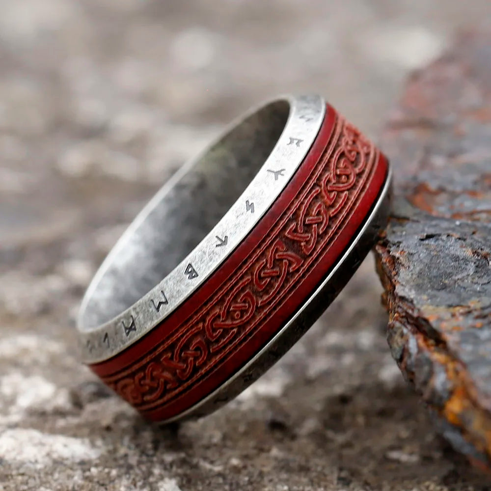 Unveiling Timeless Elegance: Exclusive 316L Stainless Steel Viking Runes Rosewood Ring for Men - Man Gifts Shop