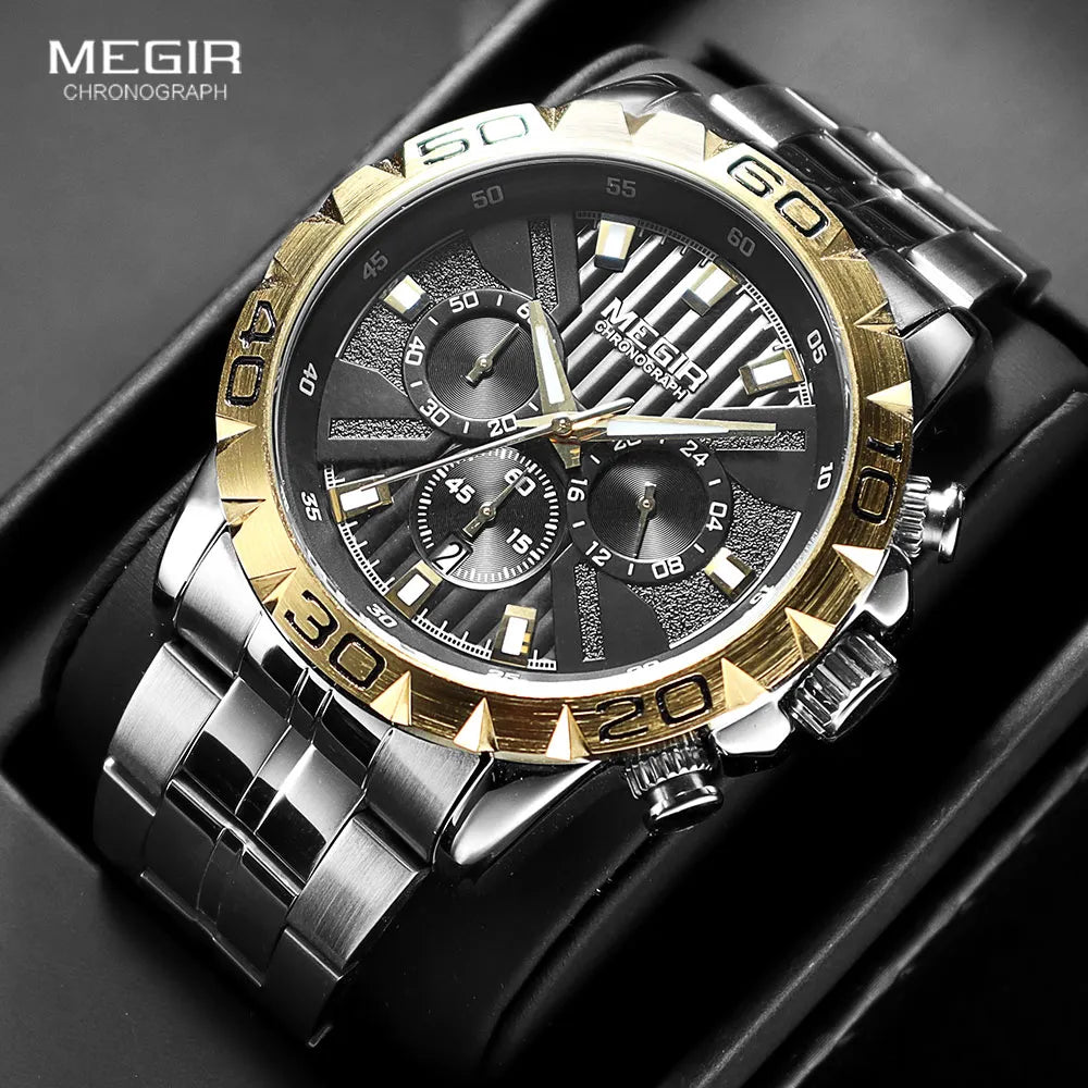 Original MEGIR Men's Business Chronograph Quartz Relogios Masculino Waterproof Luminous Watch - Man Gifts Shop