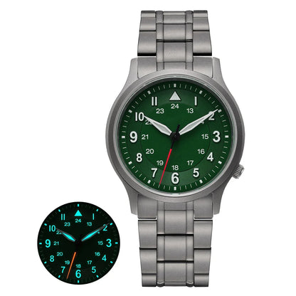 BERNY Men's Titanium Pilot Watch – Classic Field Quartz Wristwatch with Super Luminous Dial, Sapphire Crystal, 5ATM Water Resistant