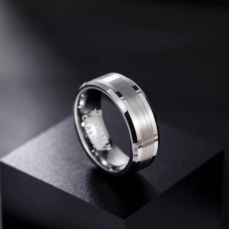 MGS 6/8MM High Polish Brushed Tungsten Carbide Ring - Man Gifts Shop