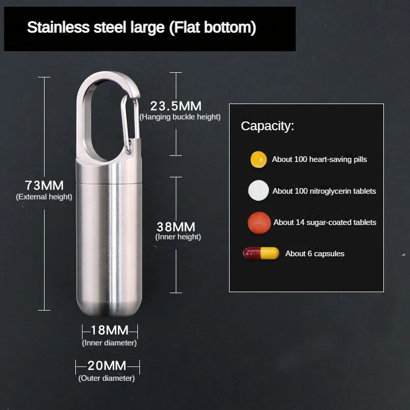 MGS Compact Stainless Steel Pill Container with Waterproof Sealed Capsule - Man Gifts Shop