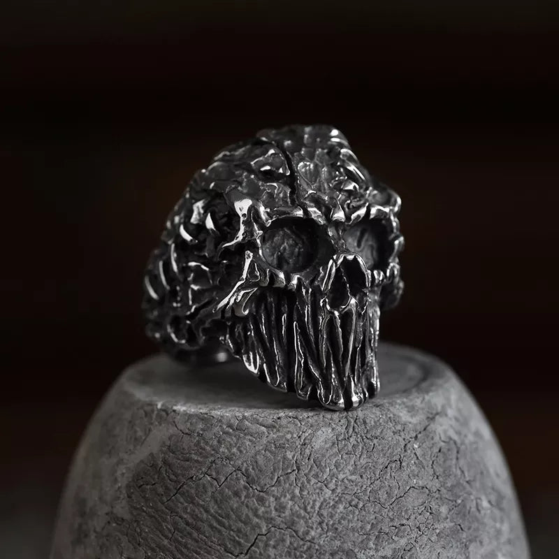 Elevate Your Edge: Unique Silver 316L Stainless Steel Heavy Sugar Skull Ring - Men's Mandala Flower, Santa Muerte, Biker Jewelry - Man Gifts Shop