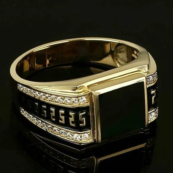 Classic Men's Ring Inlaid Black Zircon Stone - Man Gifts Shop