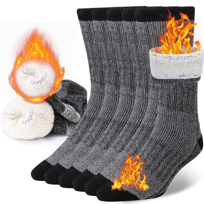 3 Pairs Merino Wool Crew Socks – Thick, Thermal & Winter-Ready