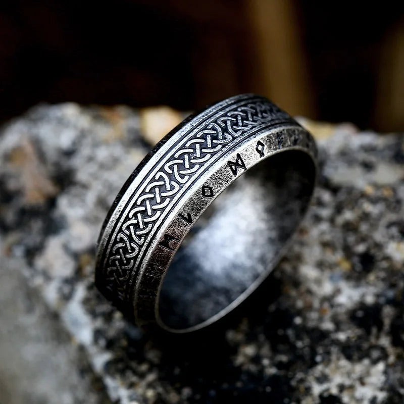 Nordic Vintage Viking Letter Ring: Stylish Stainless Steel Men's Jewelry - Man Gifts Shop