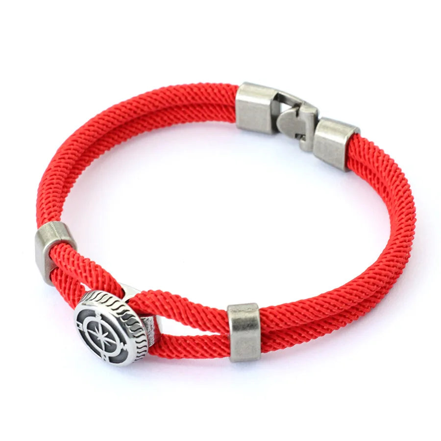 Viking Compass Nautical Rope Bracelet - Handmade Woven Marine Bangle for Men