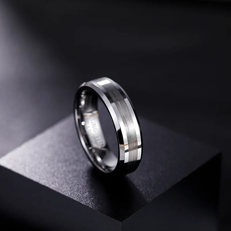 MGS 6/8MM High Polish Brushed Tungsten Carbide Ring - Man Gifts Shop