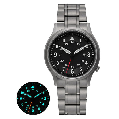 BERNY Men's Titanium Pilot Watch – Classic Field Quartz Wristwatch with Super Luminous Dial, Sapphire Crystal, 5ATM Water Resistant