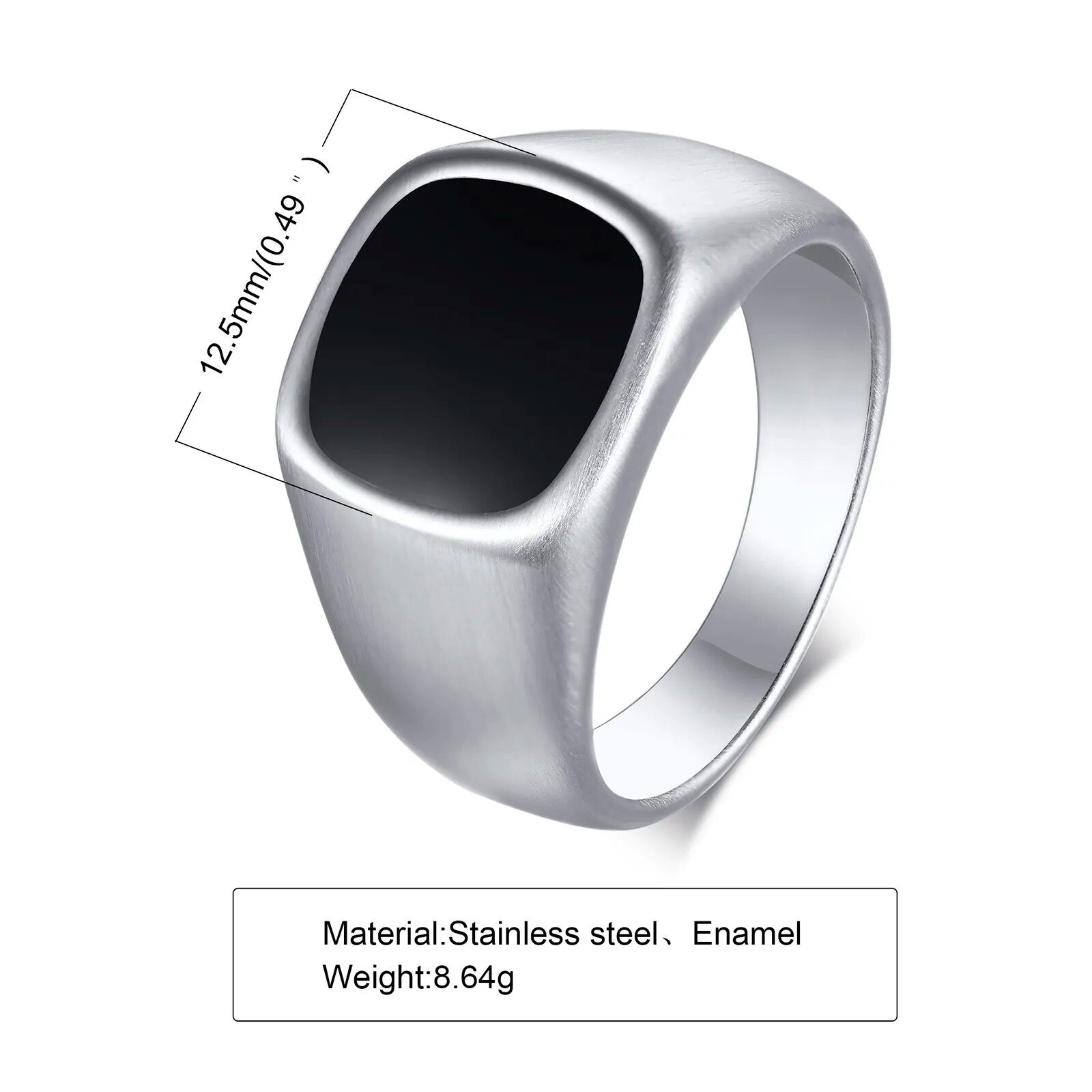 MGS 12.5mm Signet Ring - A Bold Stainless Steel Statement Ring for Men with a Square Top, Perfect for Gothic and Punk Rock Styles - Man Gifts Shop