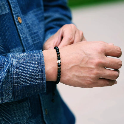 ⚽ Black Onyx Football Bracelet for Men
