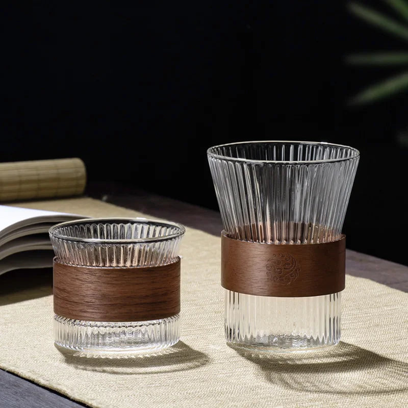 Japanese Style Tea Cups With Walnut Cup Sleeve - Man Gifts Shop