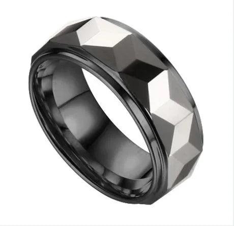 MGS 8mm Tungsten Steel Geometric Ring For Men - Man Gifts Shop