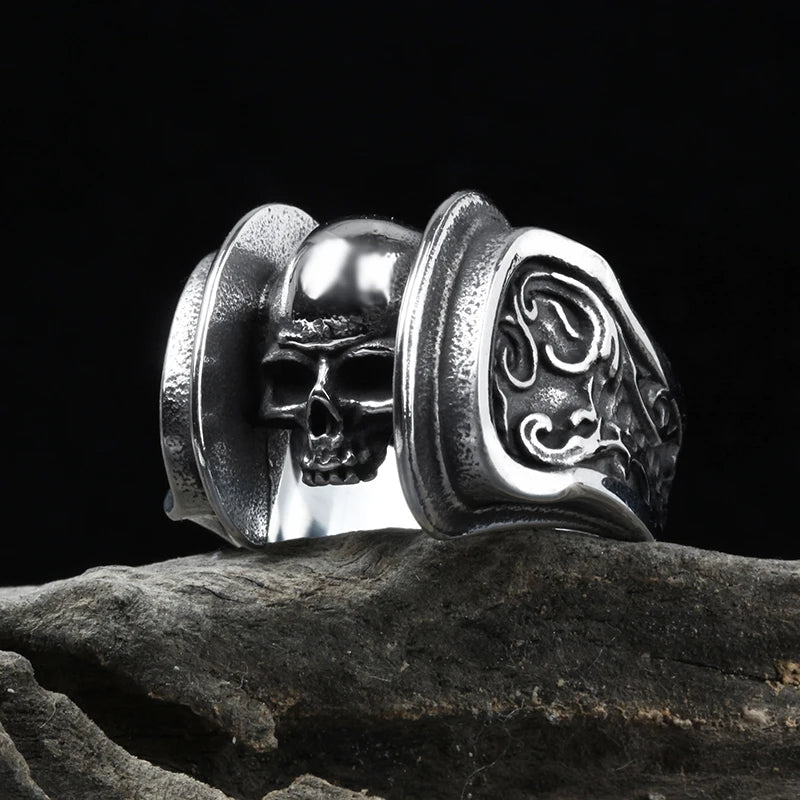 Elevate Your Edge: Unique Silver 316L Stainless Steel Heavy Sugar Skull Ring - Men's Mandala Flower, Santa Muerte, Biker Jewelry - Man Gifts Shop