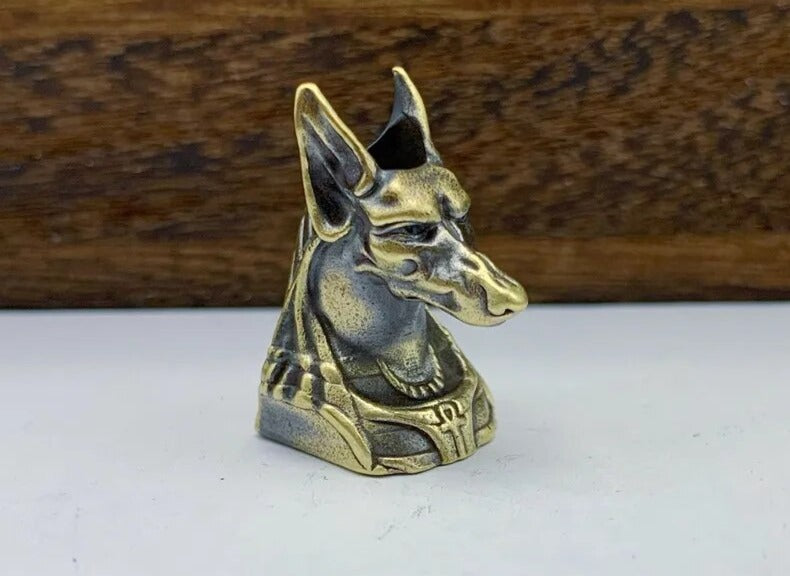 Ancient Egypt Death God Anubis Jackal Head Brass EDC Knife Beads DIY Paracord Woven Lanyard Pendants Jewelry Outdoor Accessories - Man Gifts Shop