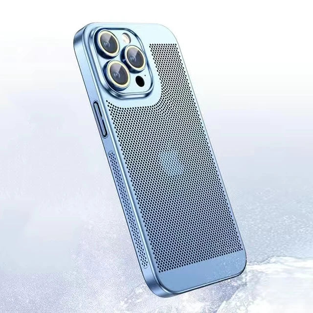 Cooling Hollow Heat Dissipation Case for iPhone 11-15 Pro Max, Mini, XS/XR/X (Colors: Purple ,Gold, Rose Gold, Green)