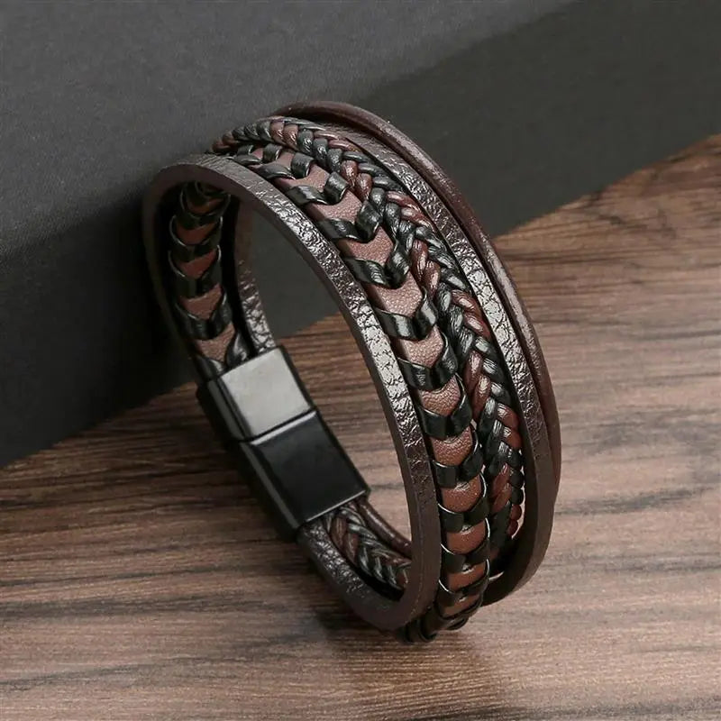 MGS Classic Men's Leather Bracelet New Style Hand-woven Multi-layer Jewelry - Man Gifts Shop