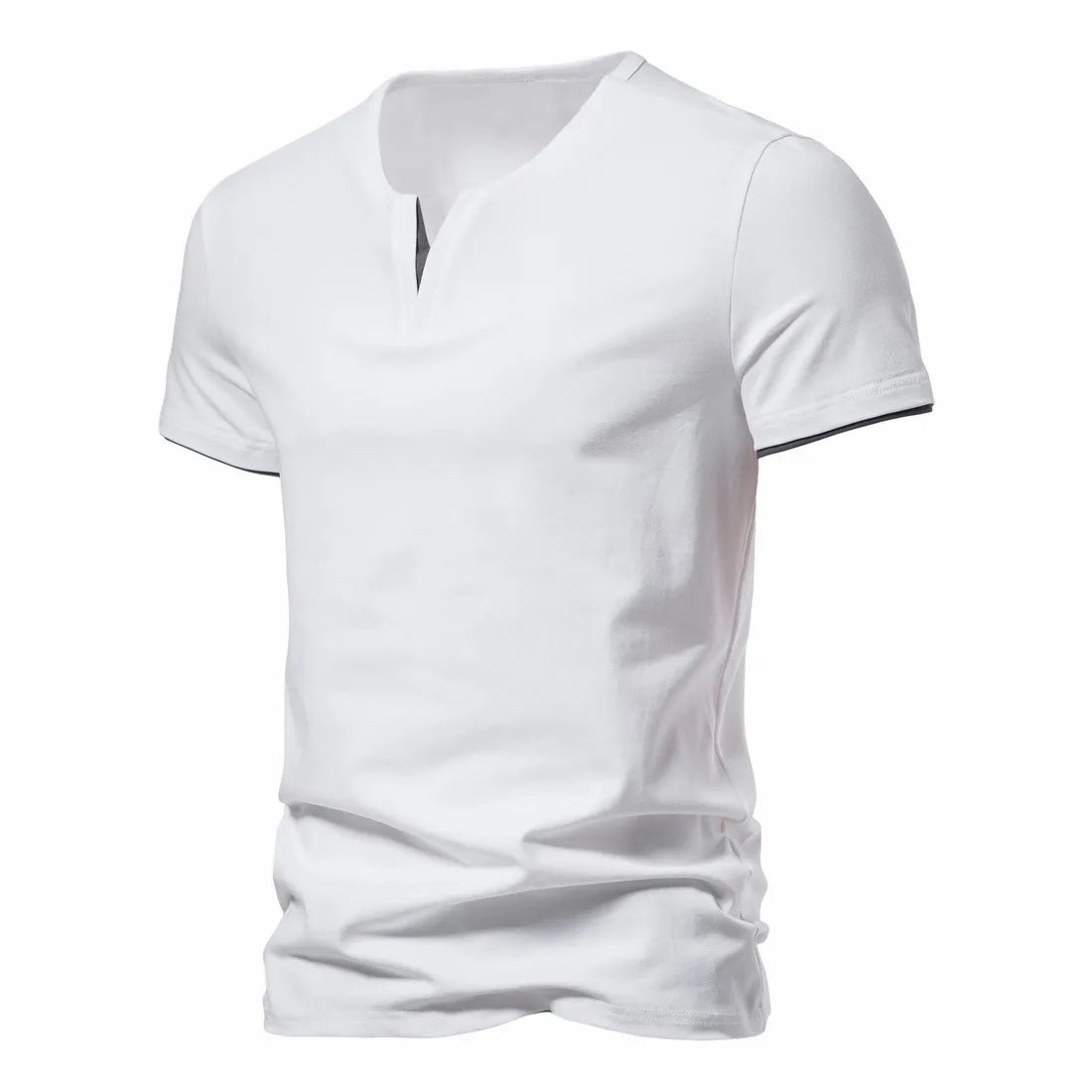 MGS Elevate Your Summer Style with Men's Slim Fit Henley V-Neck Tees - Man Gifts Shop