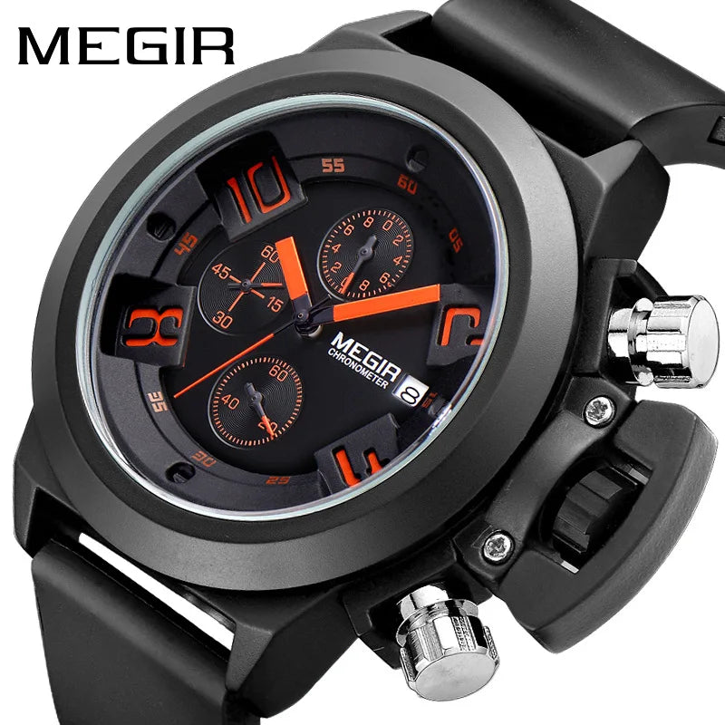 Original MEGIR Luxury Fashion Sport Military Chronograph Luminous Big Dial Men Watch - Man Gifts Shop