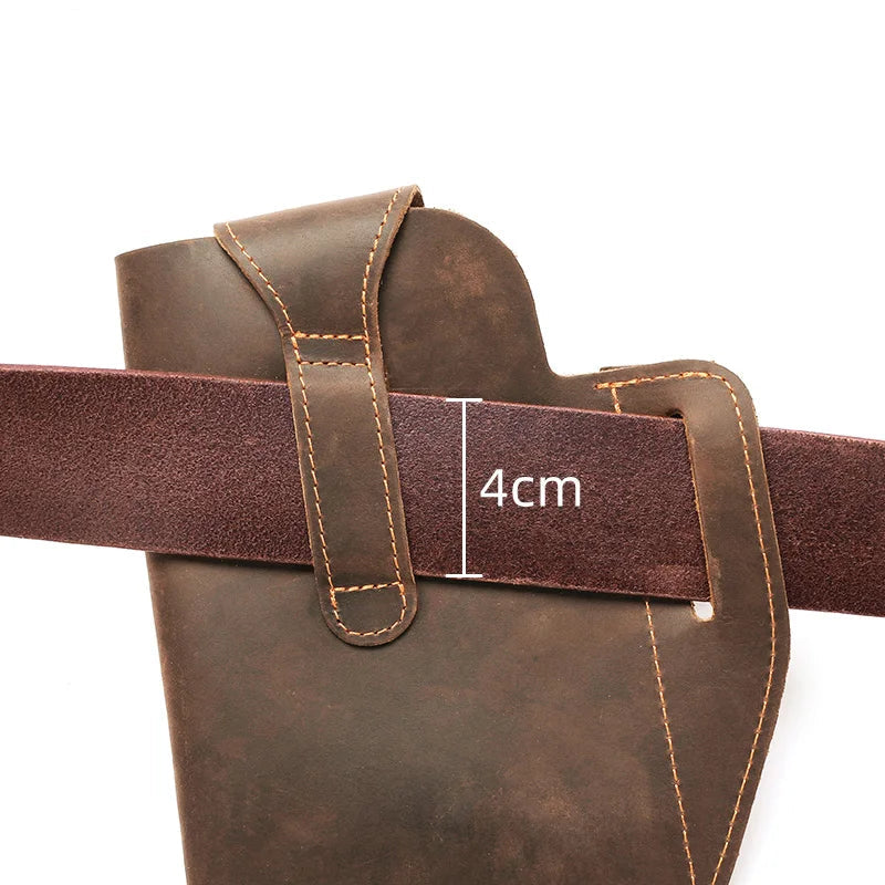 Brown leather belt with a 4cm width measurement label on a white background, featuring the Bullcaptain brand.