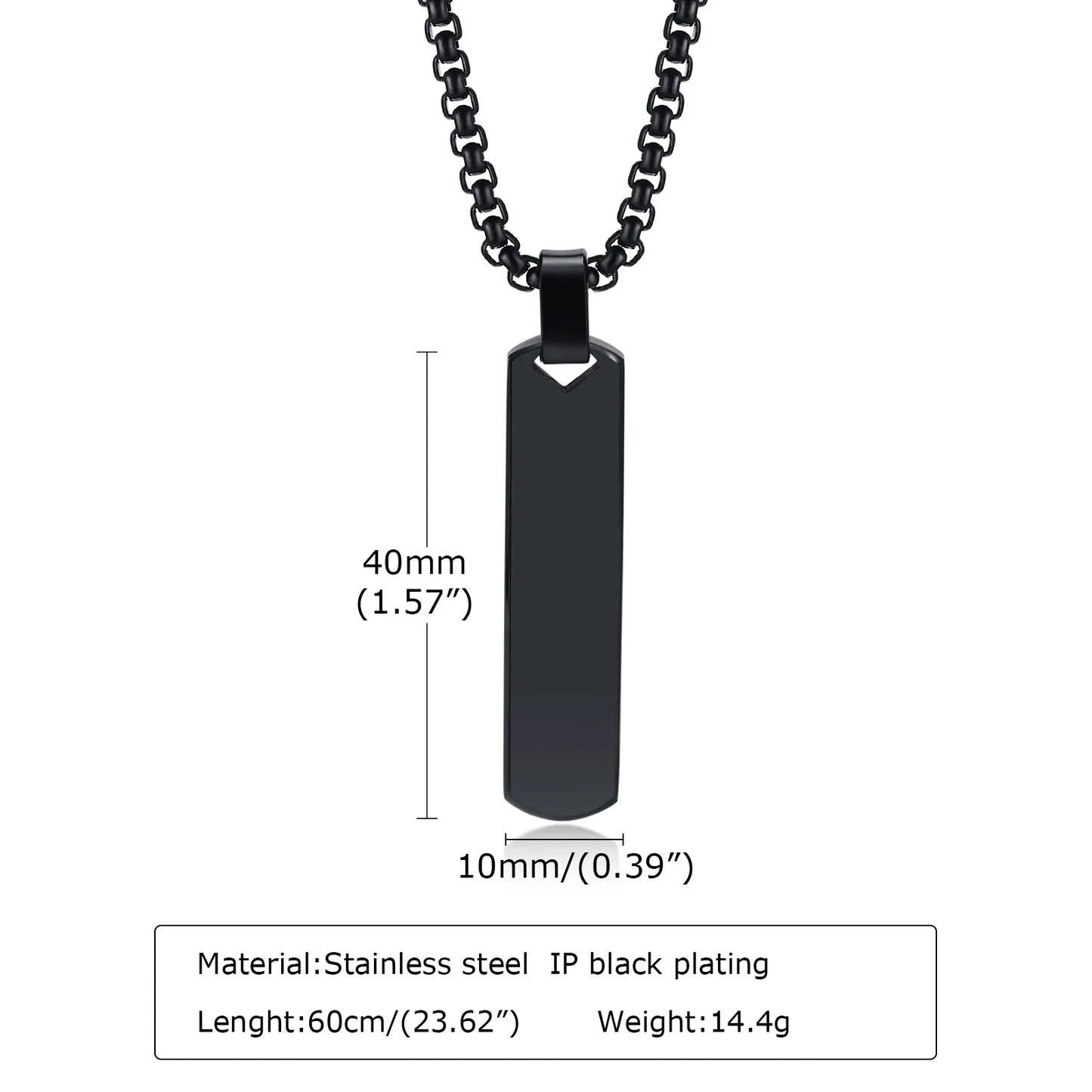 MGS Initial Bar Necklace for Men, Thick Geometric Vertical Bar Pendant with A-Z Letters - Man Gifts Shop