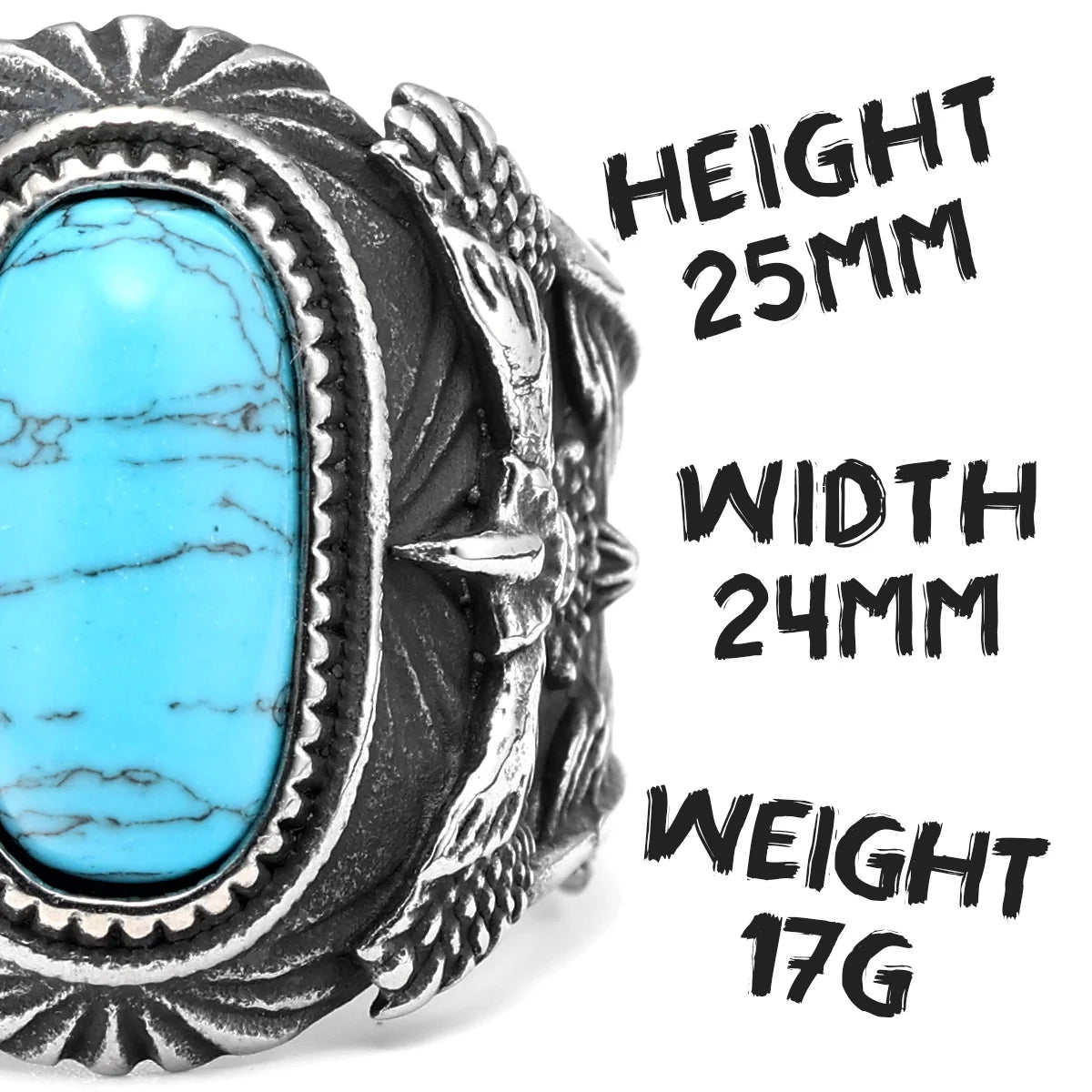 MGS 316L Stainless Steel Turquoise Gemstones Ring - Man Gifts Shop