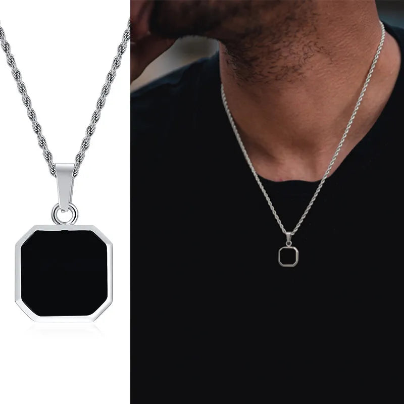 MGS Men's Geometric Square Pendant Necklaces: Casual Vintage Cool - Man Gifts Shop