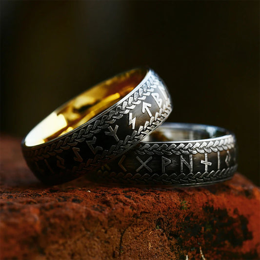 MGS Vintage Nordic Viking Rune 316L Stainless Steel Ring for Men