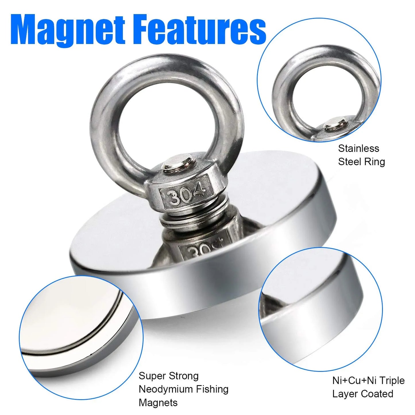 MGS Super Magnet Strong Super Powerful Neodymium Magnets N52 Magnetic Fishing Magneat Hook - Man Gifts Shop