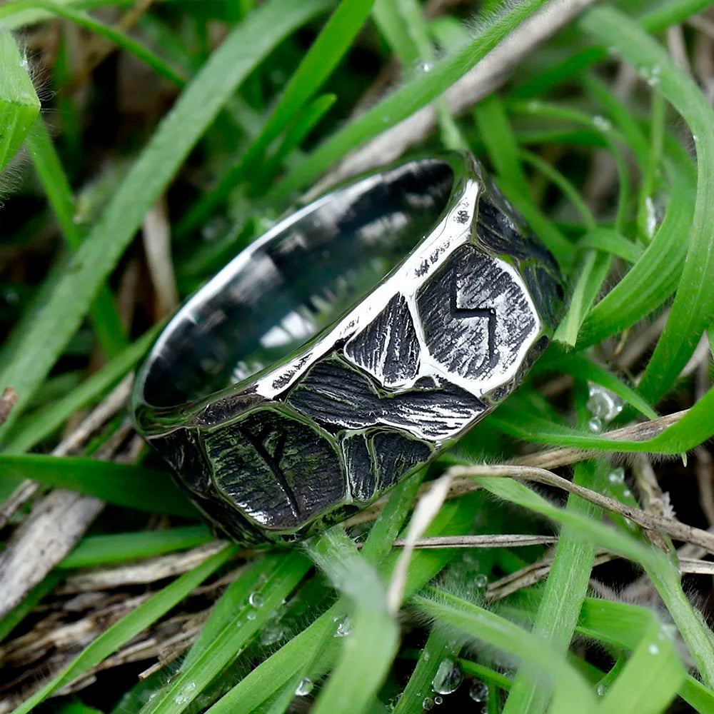 MGS Vintage 316L Stainless Steel Viking rune Ring for Men