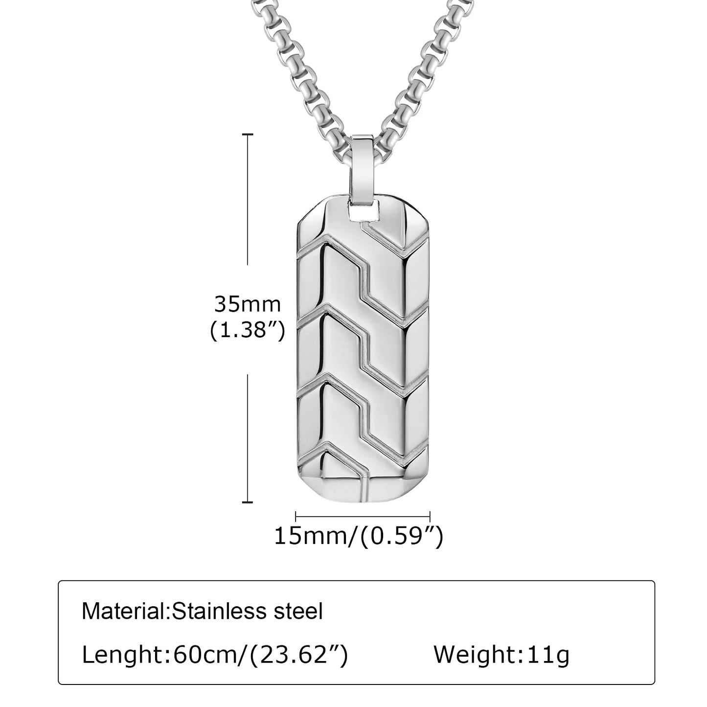 Stainless Steel Tire Pattern Necklace for Men – Sleek Geometric Bar Pendant Collar - Man Gifts Shop