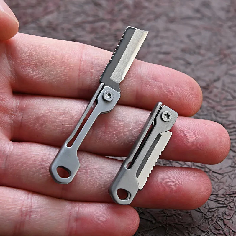 MGS EDC Stainless Steel Mini Square Head Keychain Folding Knife